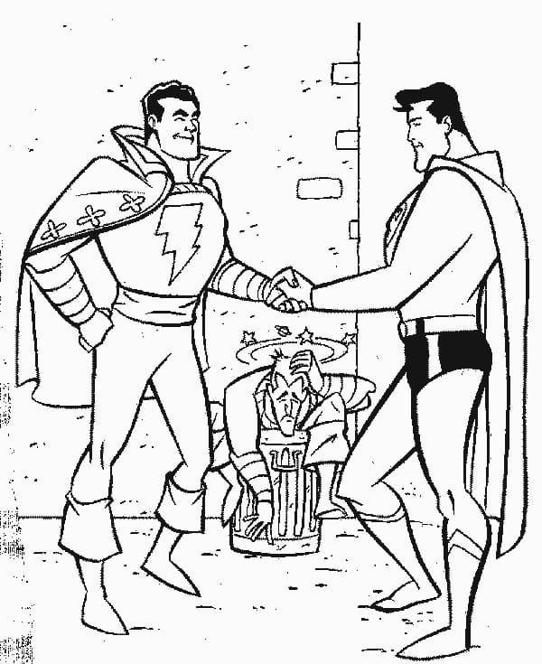Superman with Shazam da colorare