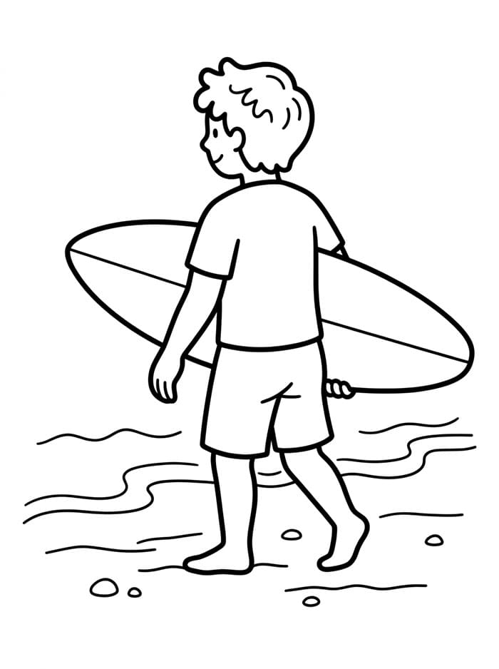Surfista che cammina da colorare