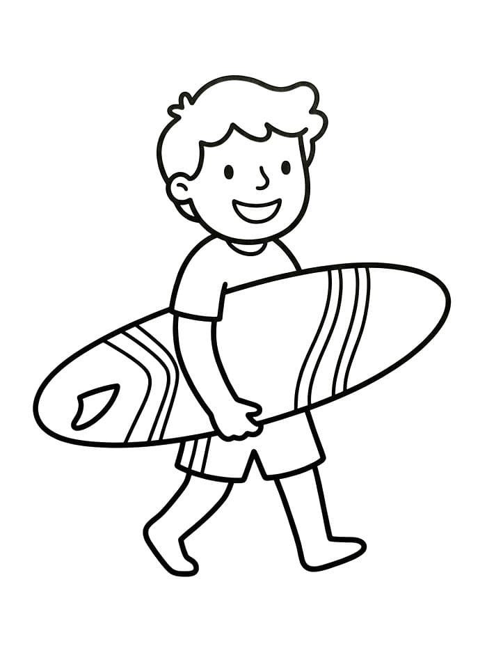 Surfista che trasporta la tavola da colorare