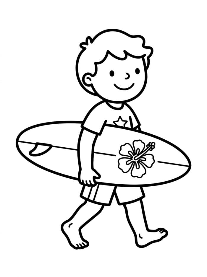 Surfista che trasporta da colorare