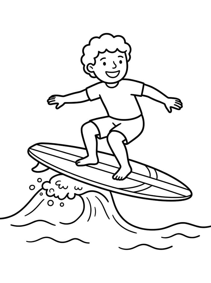Surfista sull'onda da colorare