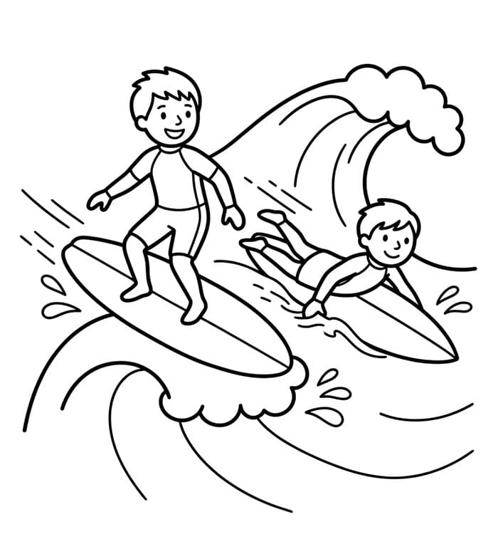 Surfisti in gara da colorare