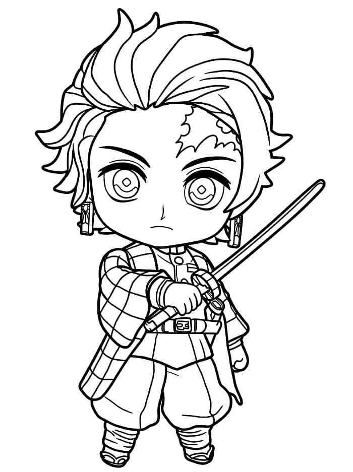 Tanjiro Kamado Chibi da colorare