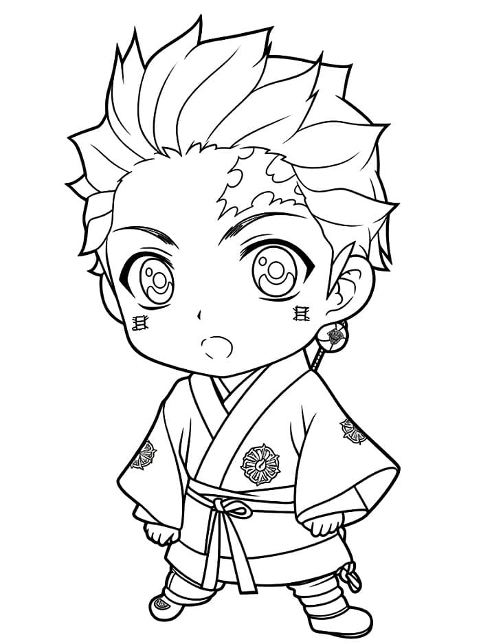 Tanjiro Kamado in versione chibi da colorare