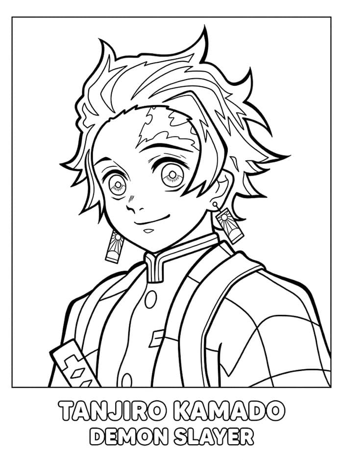 Tanjiro sorridente da colorare