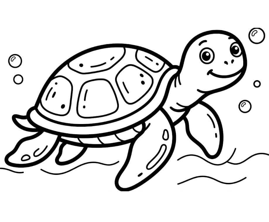 Tartaruga marina sorride da colorare