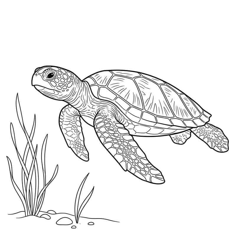Tartaruga marine tra le alghe da colorare