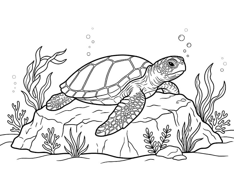 Tartarughe marine a riposo da colorare
