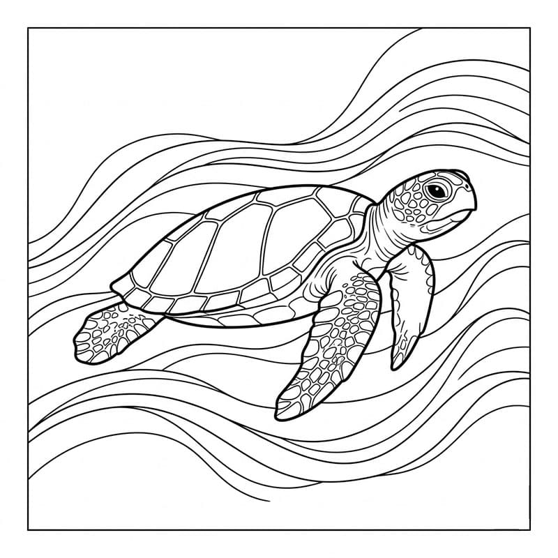 Tartarughe marine e correnti da colorare