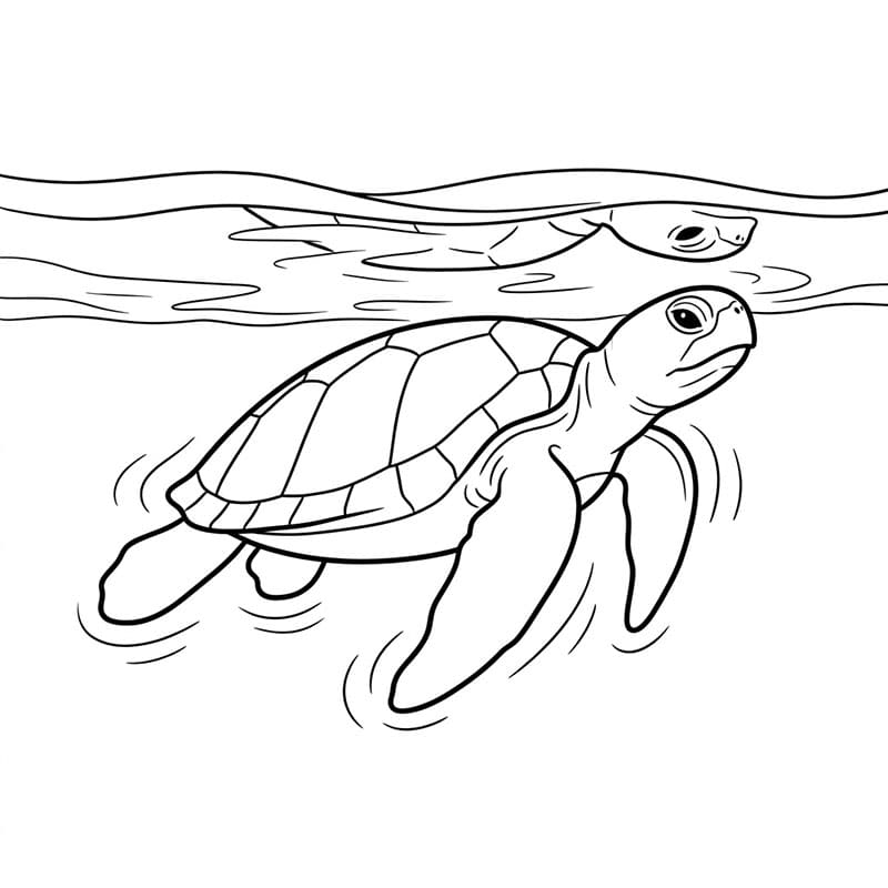 Tartarughe marine e l'acqua da colorare