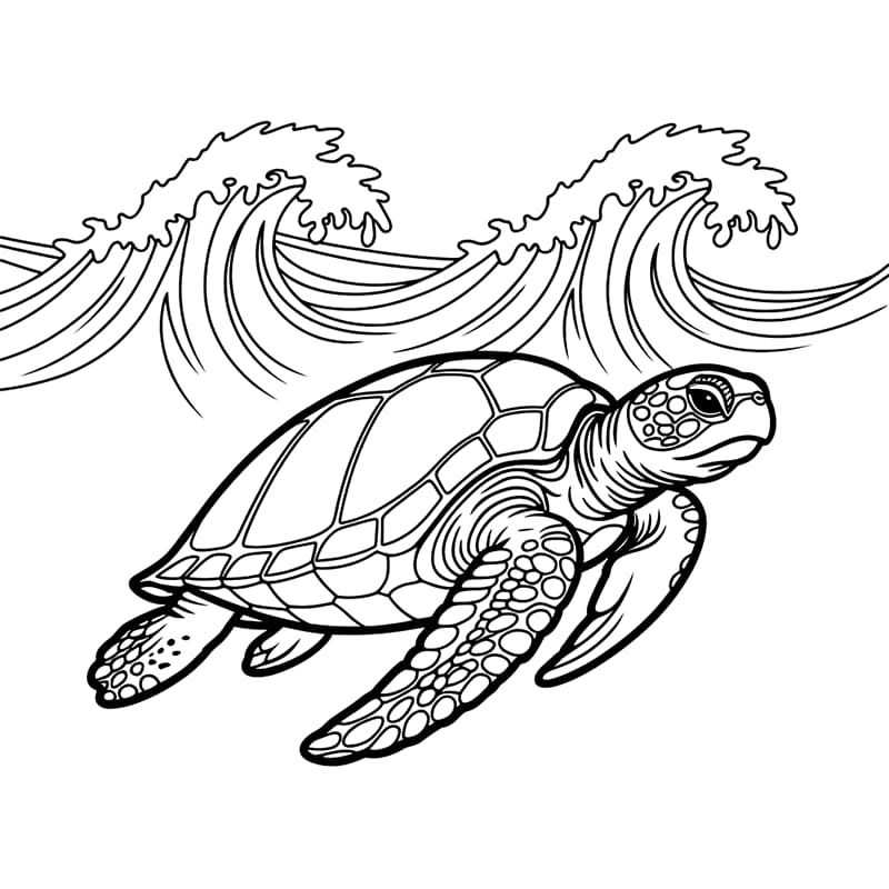 Tartarughe marine e onde da colorare