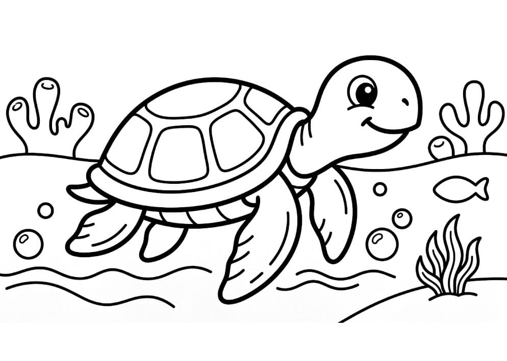 Tartarughe marine esploratrici da colorare