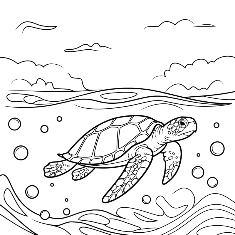 Tartarughe marine nell'oceano da colorare