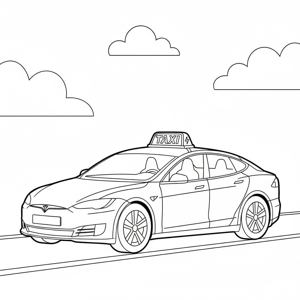 Taxi Tesla da colorare
