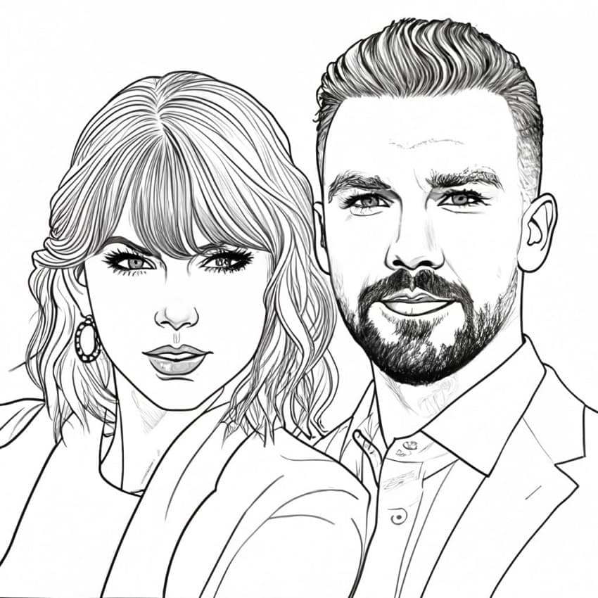 Taylor Swift con Travis Kelce da colorare