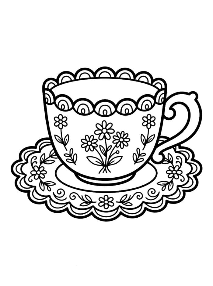 Tazza con bordo smerlato da colorare