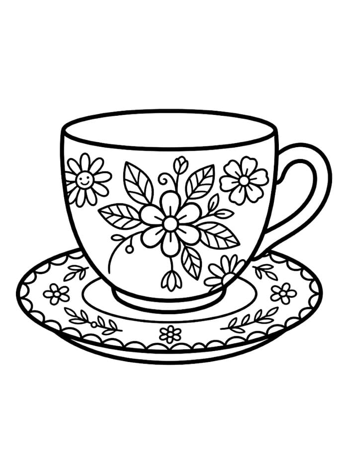 Tazza con fiore da colorare