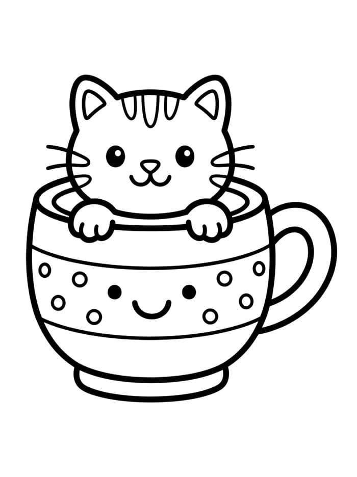 Tazza con gattino da colorare