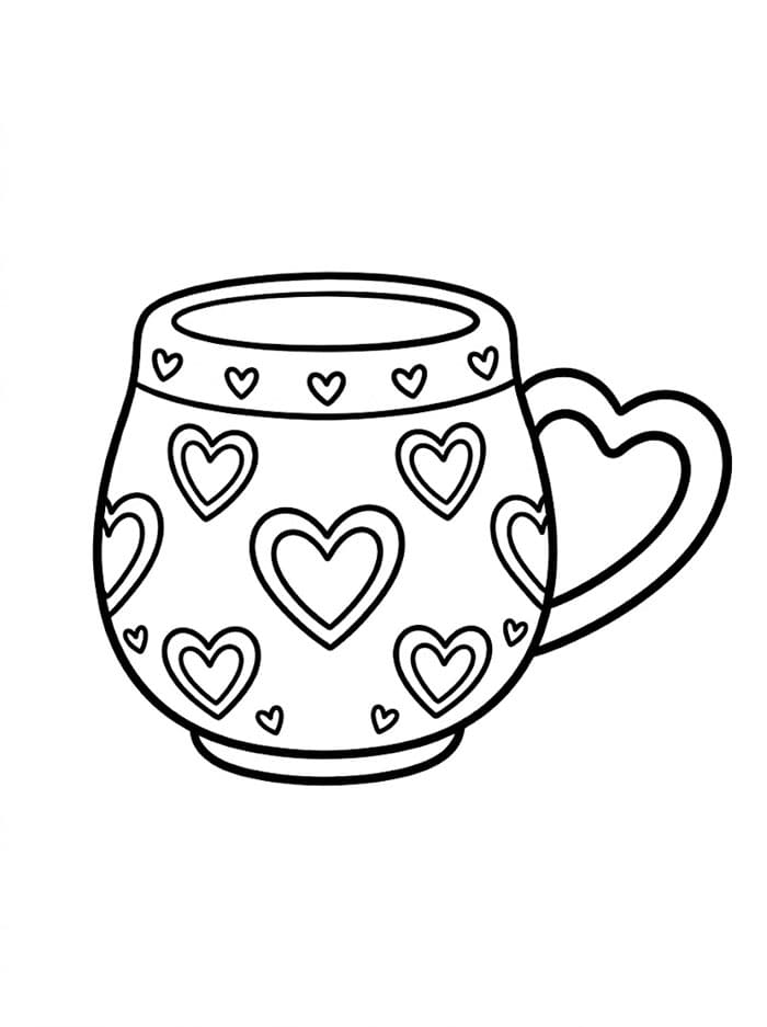 Tazza con manico a cuore da colorare