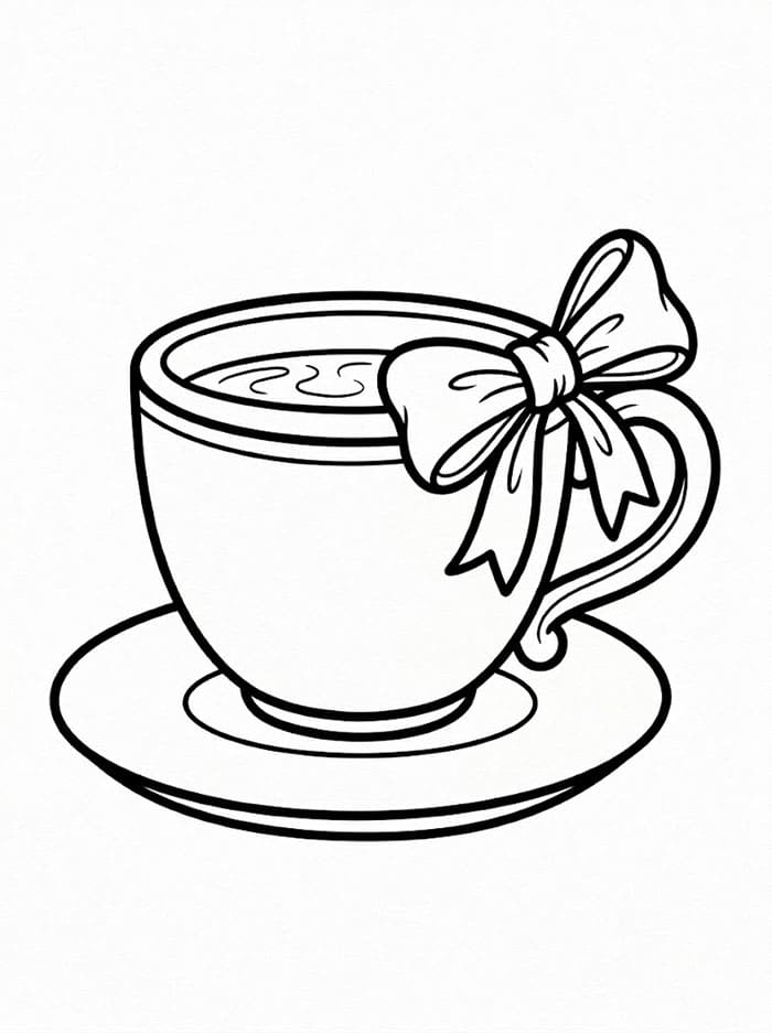 Tazza con manico a fiocco da colorare