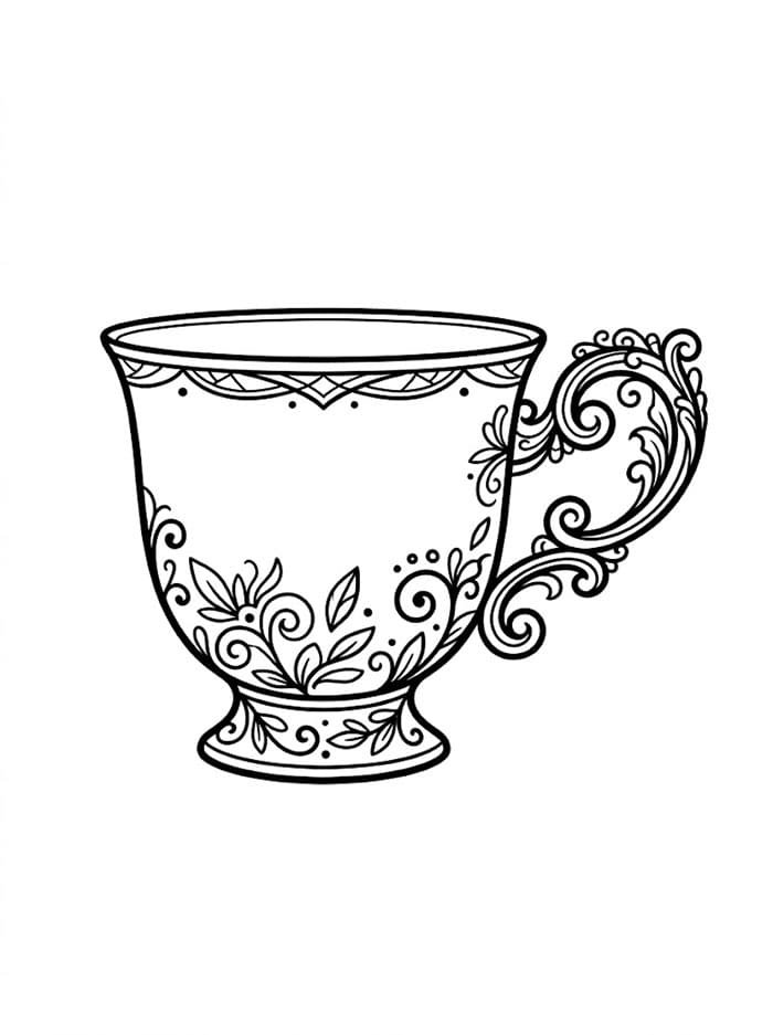 Tazza con manico arricciato da colorare