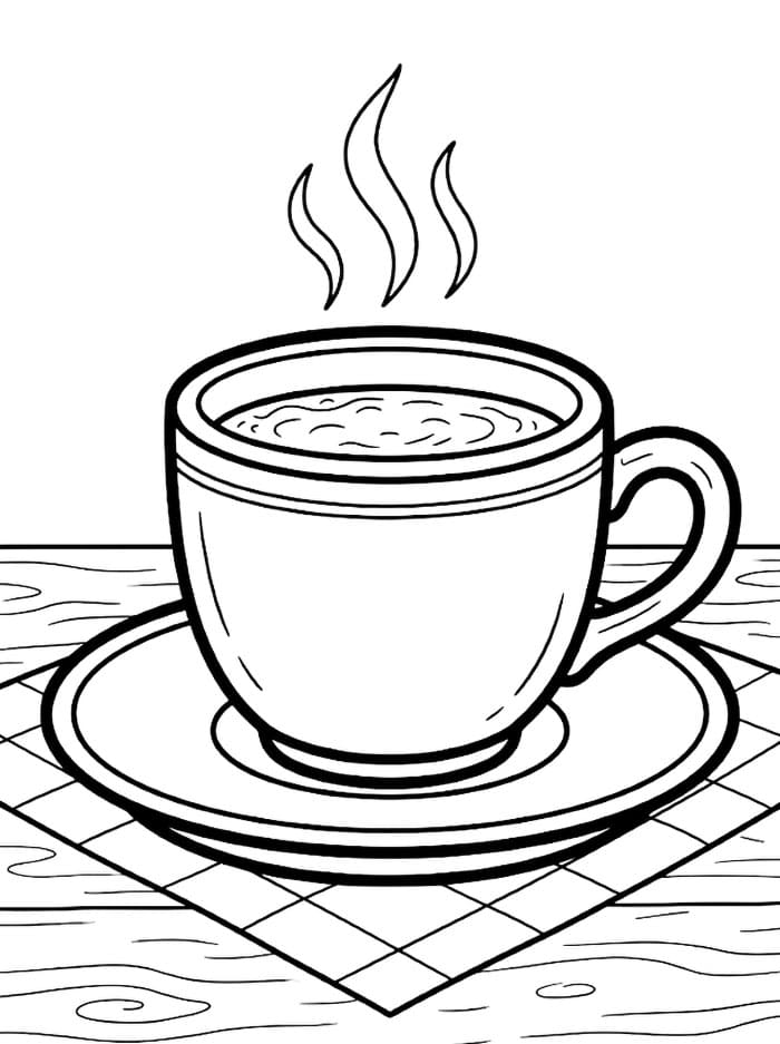 Tazza da caffè con piattino da colorare