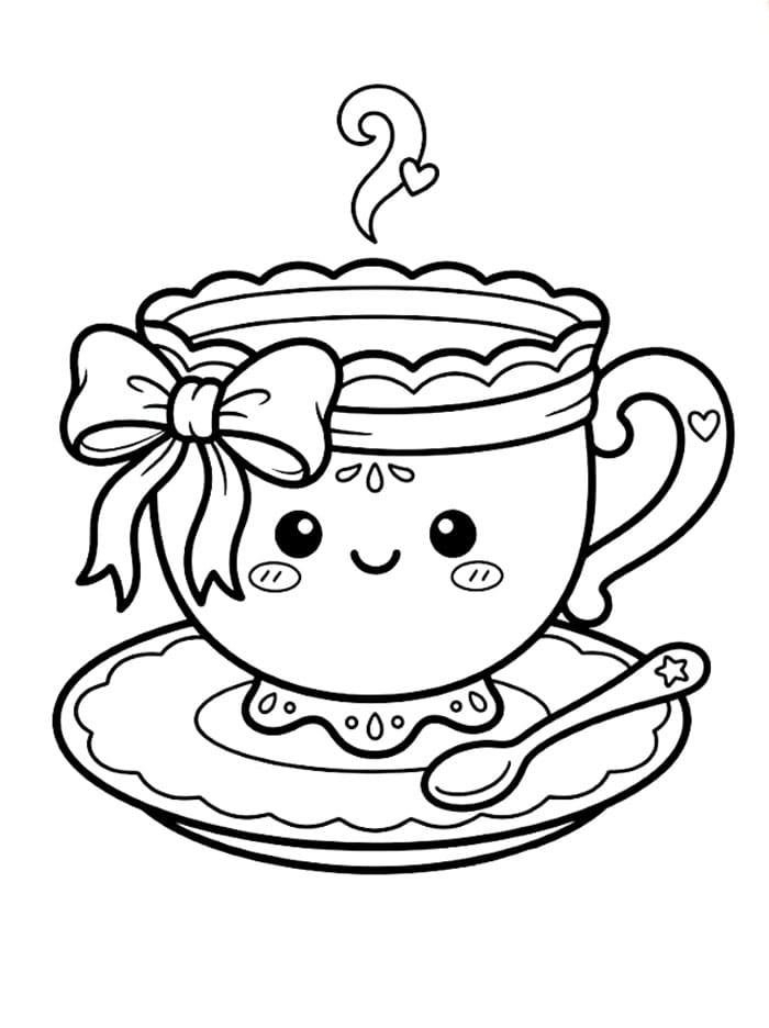 Tazza da tè con fiocco da colorare
