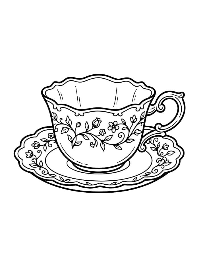 Tazza da tè smerlata da colorare