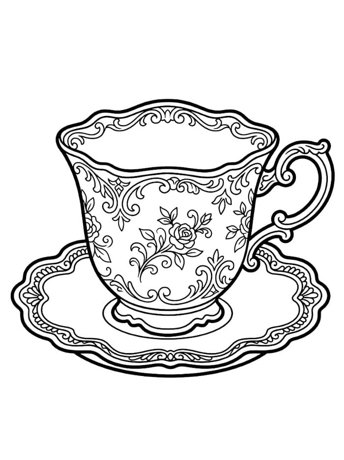 Tazza da tè vintage da colorare
