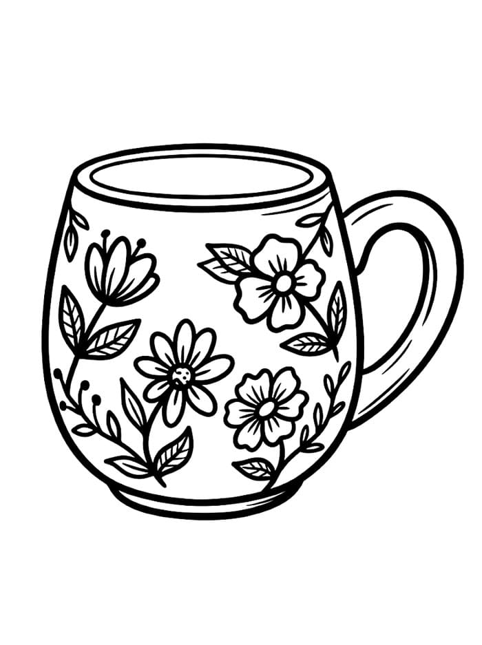 Tazza rotonda con fiore da colorare