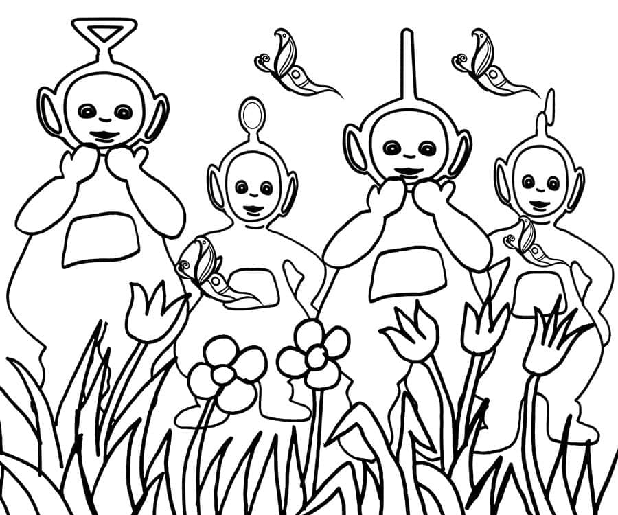 Teletubbies e fiori da colorare