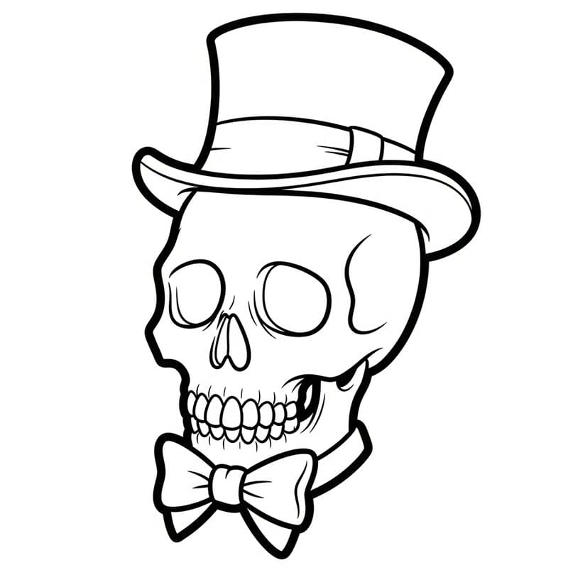 Teschio con cappello da colorare