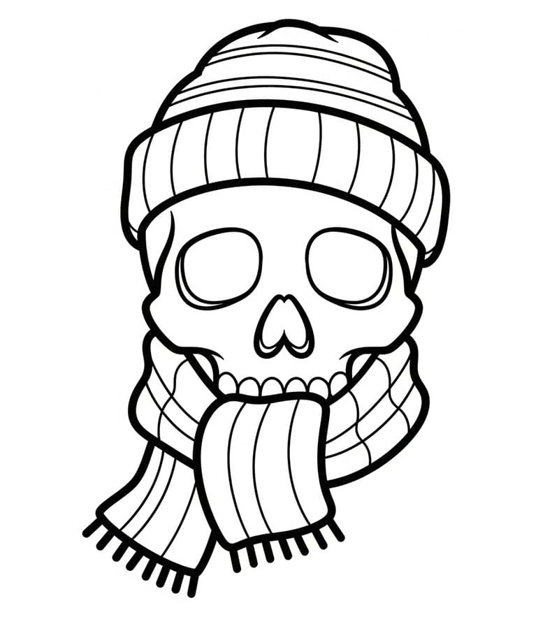 Teschio con sciarpa da colorare