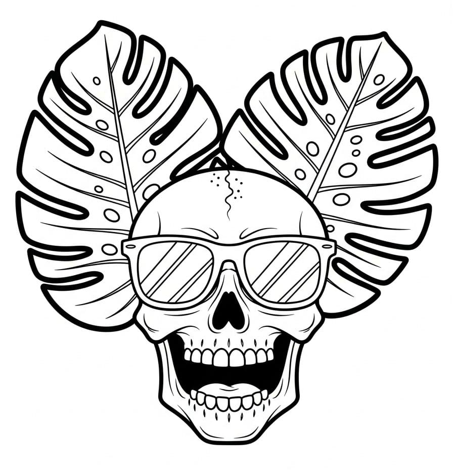 Teschio e foglia da colorare
