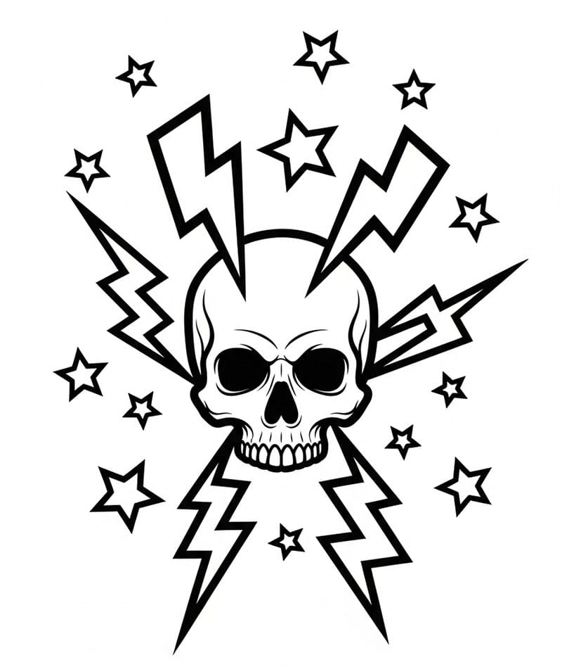 Teschio e tuono da colorare