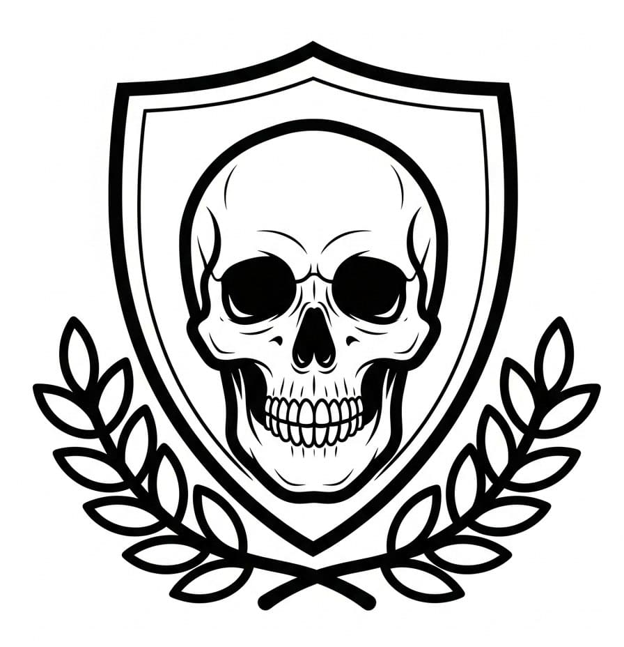 Teschio in uno scudo da colorare