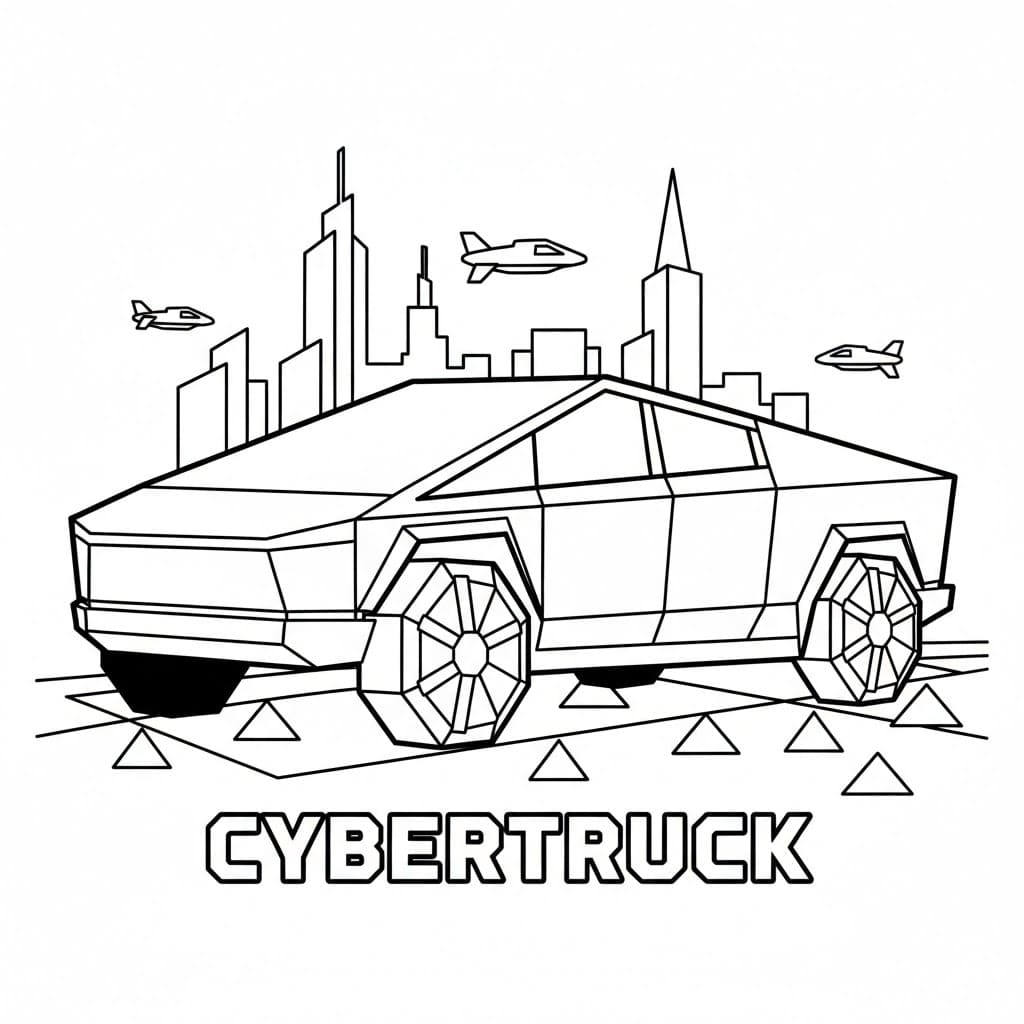 Tesla Cybertruck futuristico da colorare