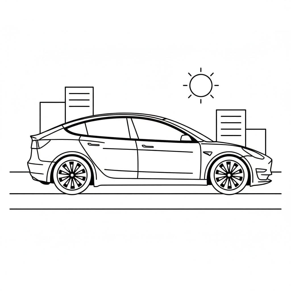 Tesla Model 3 auto cittadina da colorare