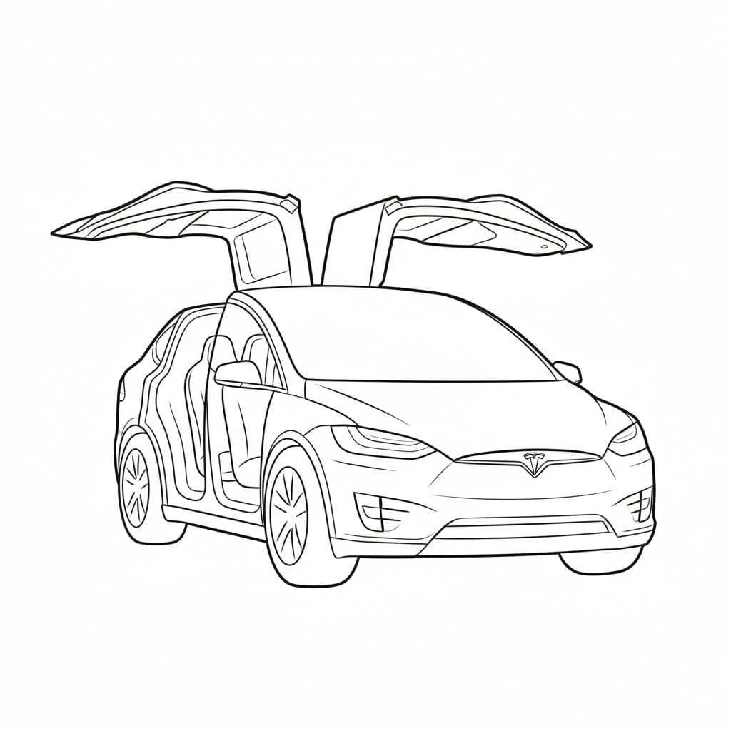 Tesla Model X porte aperte da colorare