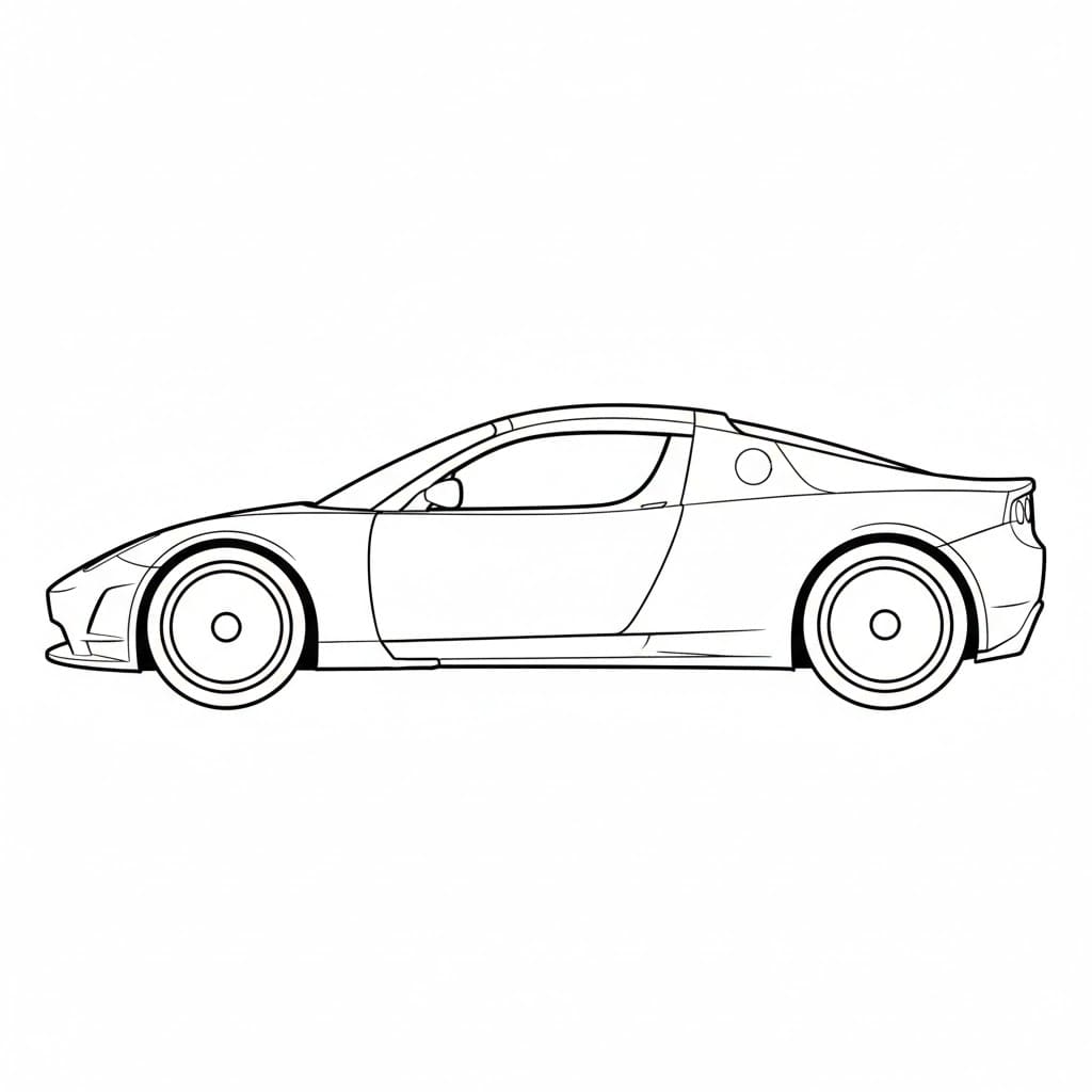 Tesla Roadster sportiva da colorare