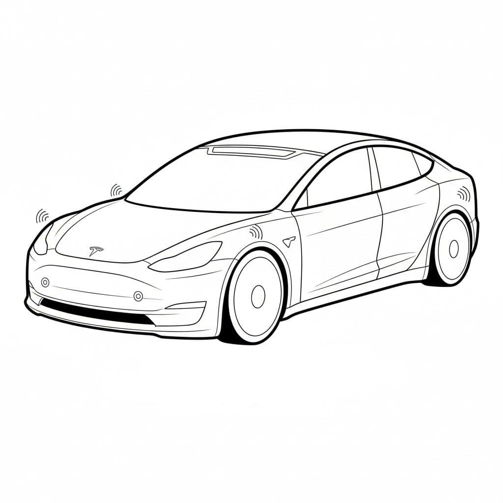 Tesla a guida autonoma da colorare