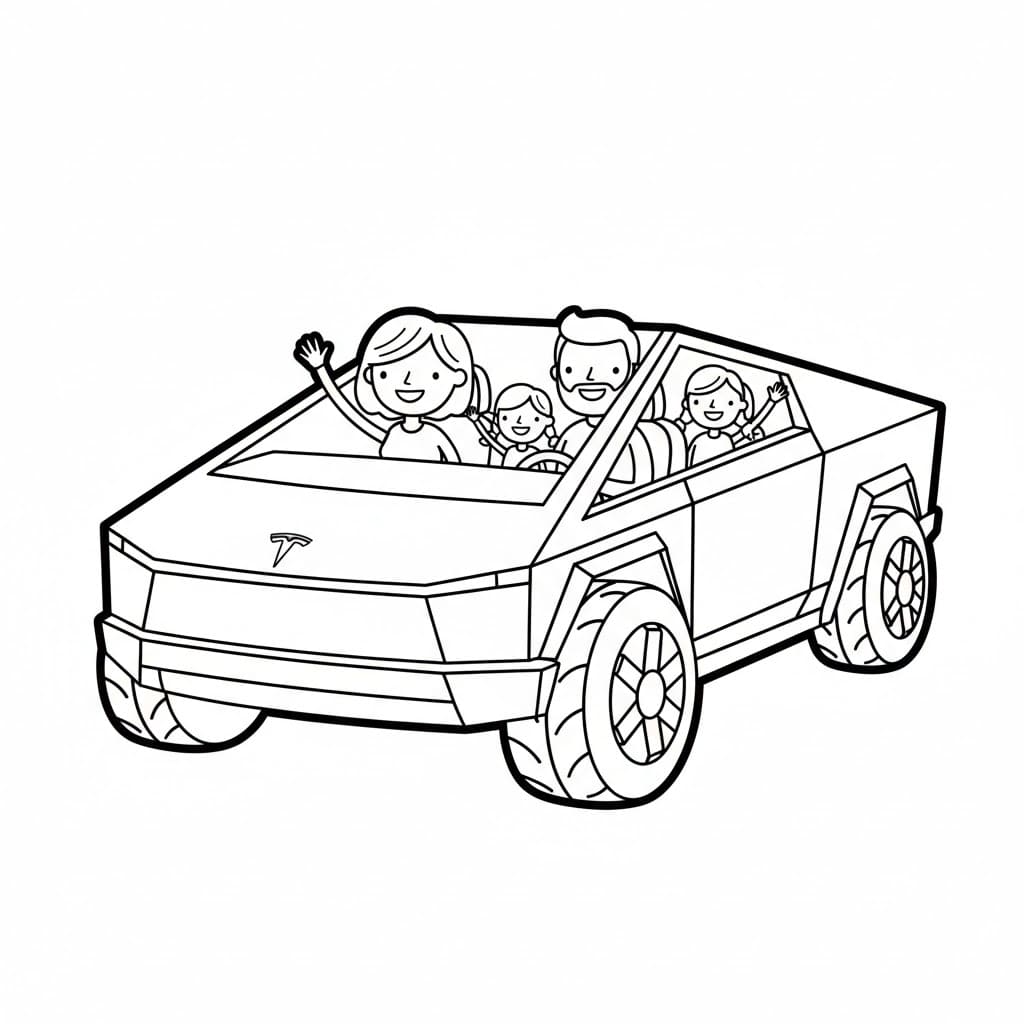 Tesla per famiglia da colorare