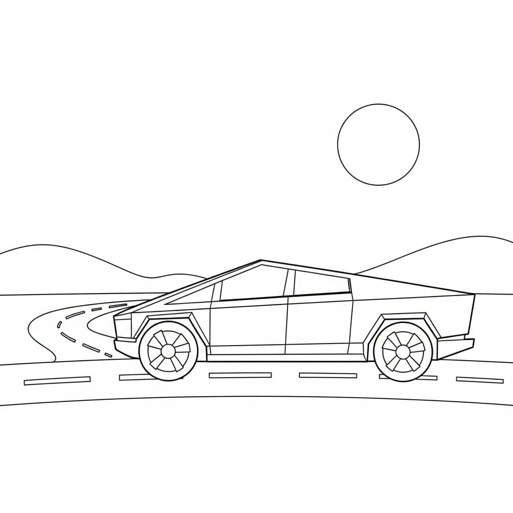Tesla sulla strada da colorare
