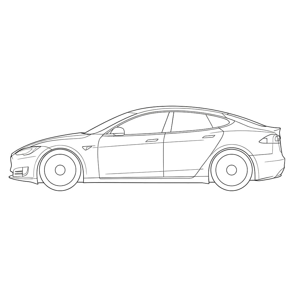 Tesla vista laterale da colorare