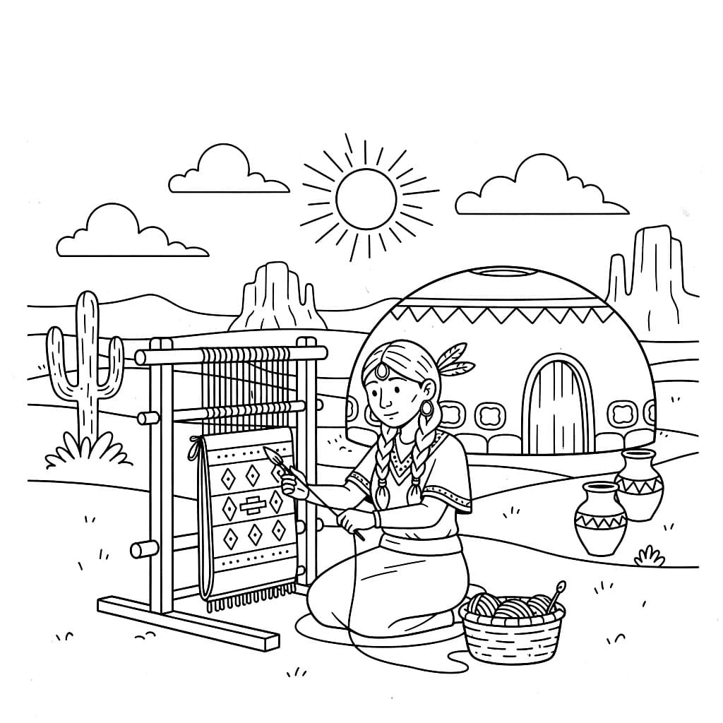 Tessitori indiani da colorare