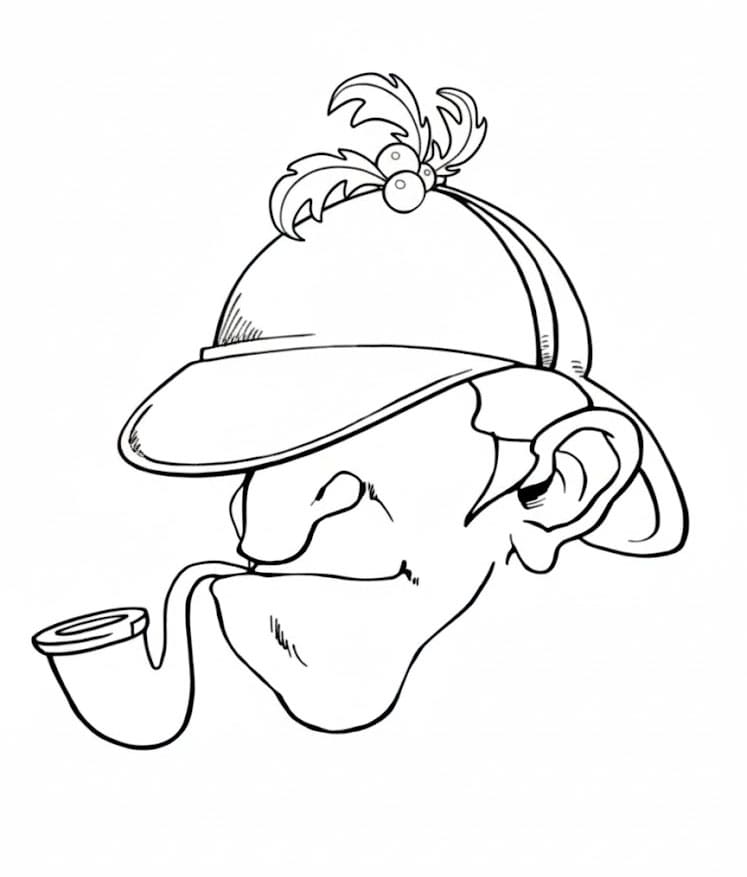 Testa di Sherlock Holmes da colorare