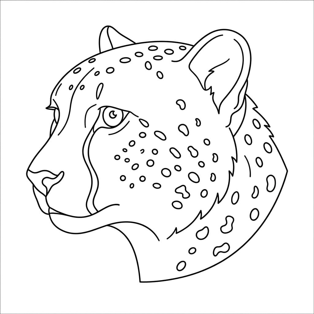 Testa di ghepardo di lato da colorare