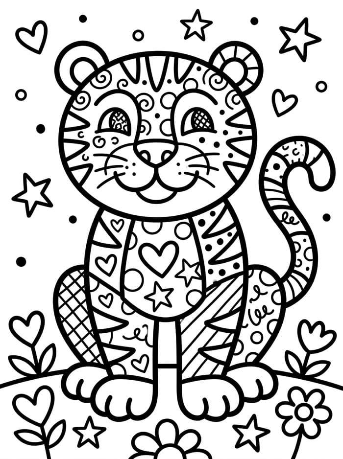 Tigre nello stile di Romero Britto da colorare