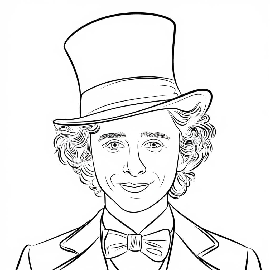 Timothee Chalamet Willy Wonka da colorare