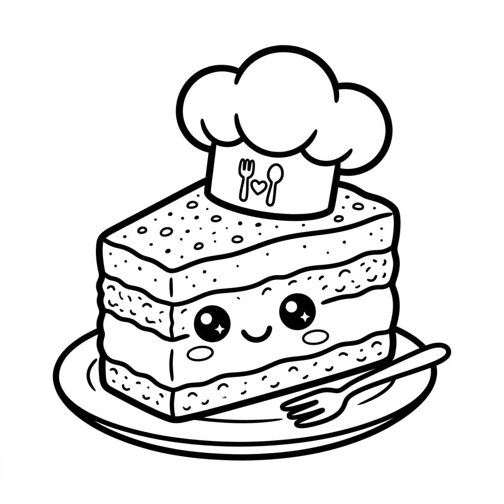 Tiramisù con Cappello da Chef da colorare